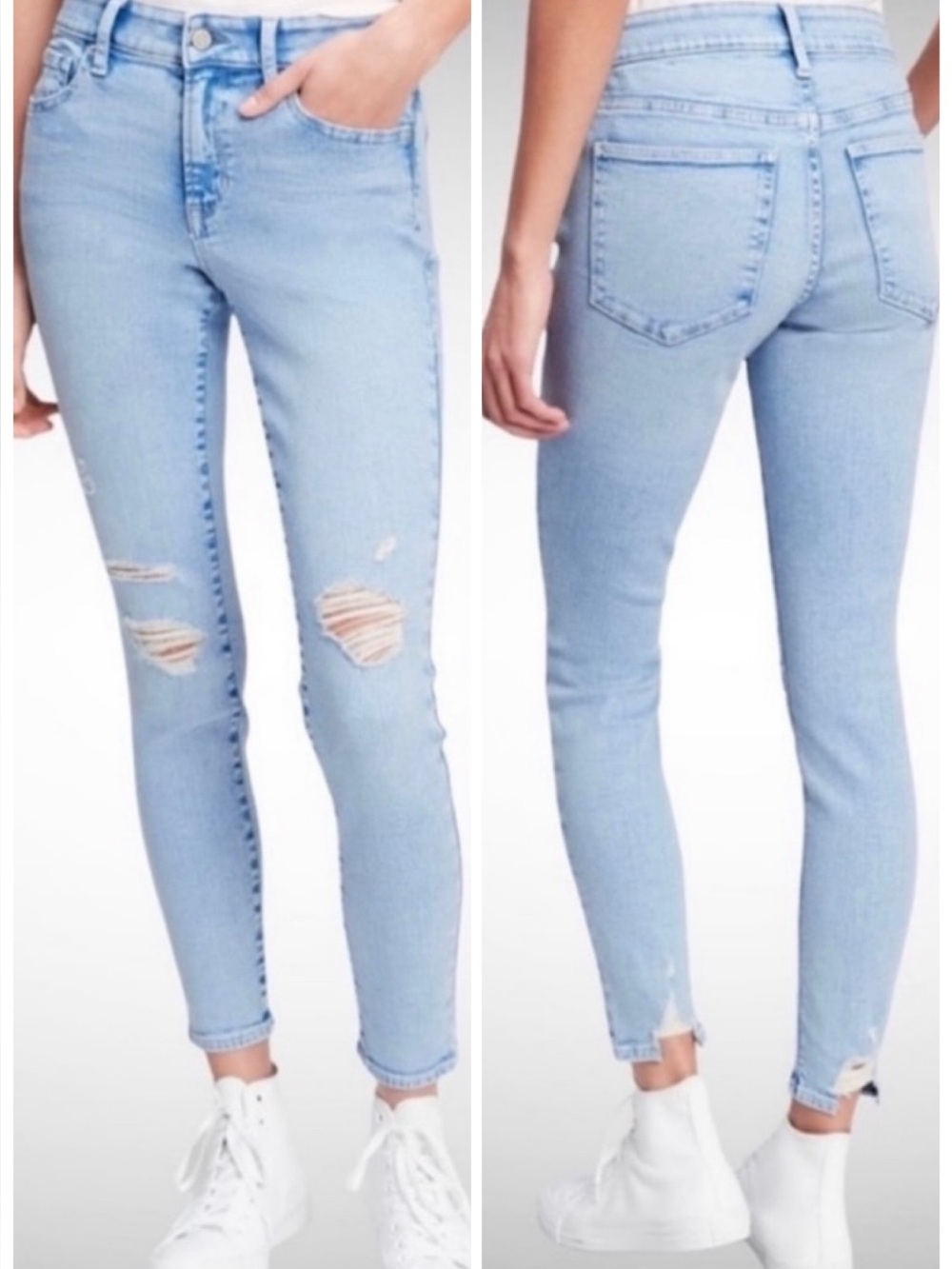 NWT Gap Midrise Distressed Universal Legging Jean with Washwell, Size 4/27